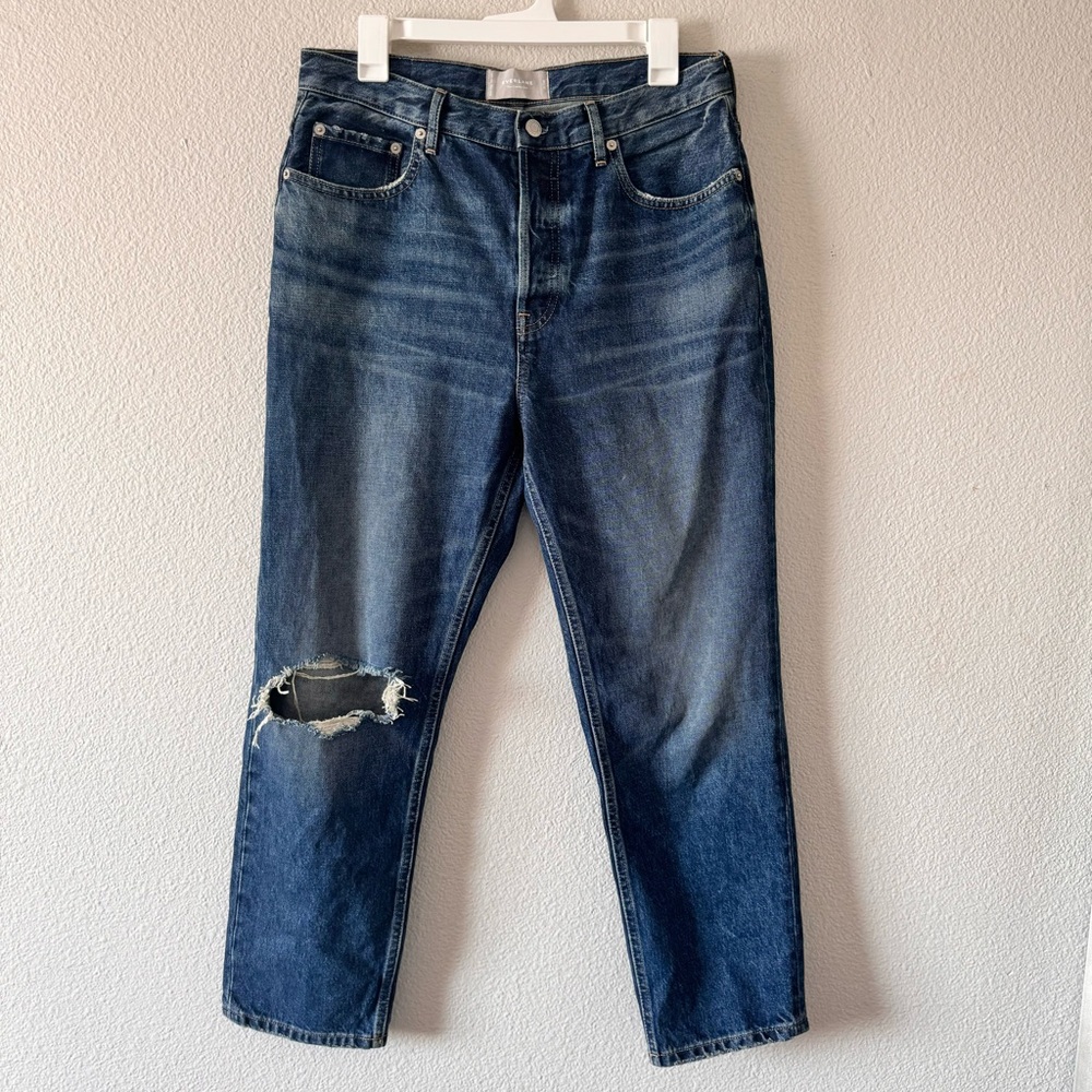 EVERLANE Cheeky Distressed Crop Straight leg jean